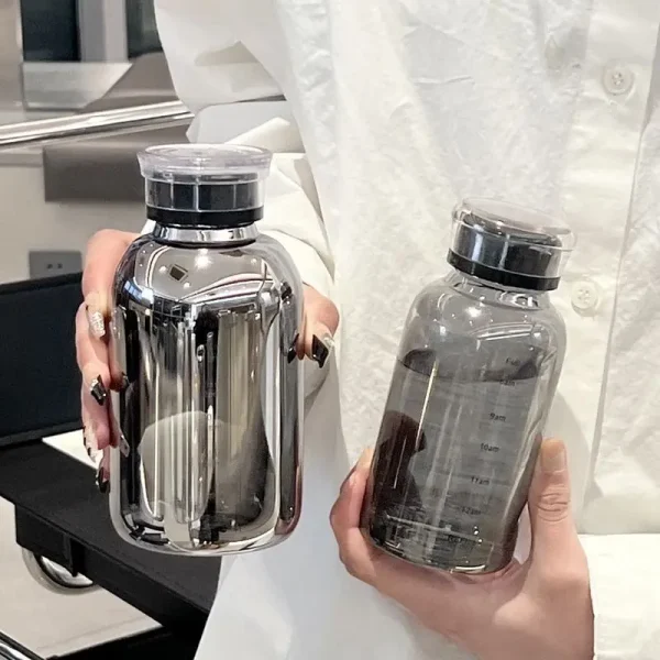 450/750ml Large Glass Water Bottle with Straw 2 Lids Clear Kawaii Drinking Bottle Leakproof Cup for Woman Girl 6