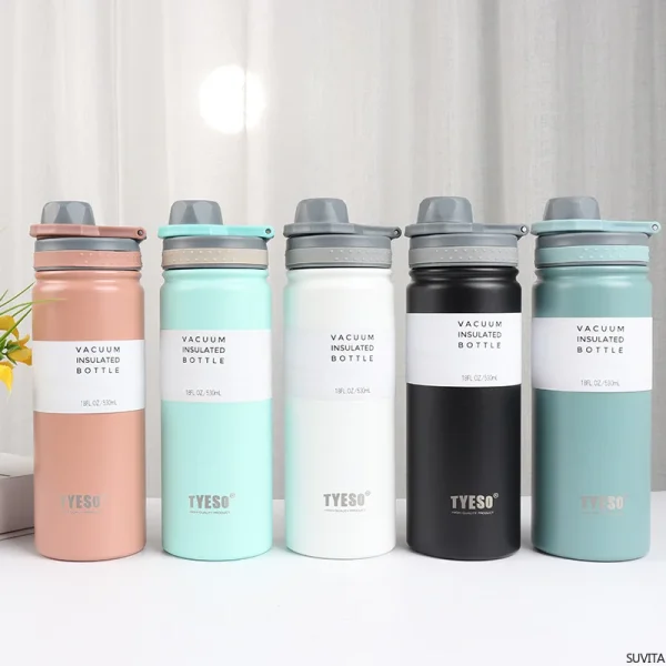 TYESO 530/750ML Vacuum Flasks Stainless Steel Thermos Water Bottle Tumbler Drinkware Keep Cold and Hot Thermal Coffee Mug 6