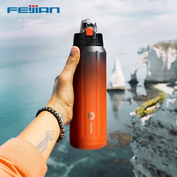 FEIJIAN Double Wall Thermos, Sports Bottle, 600ml, 18/10 Stainless Steel, Vacuum Flask, Insulated Tumbler, Leak Proof ,Customize 1