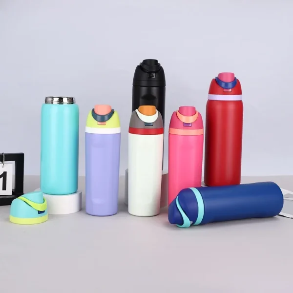 New Stainless Steel Thermal Insulation Water Cup  Fruit Cup with Carrying Ring Portable Double Drink Bouncing Cup Sports Kettle 3