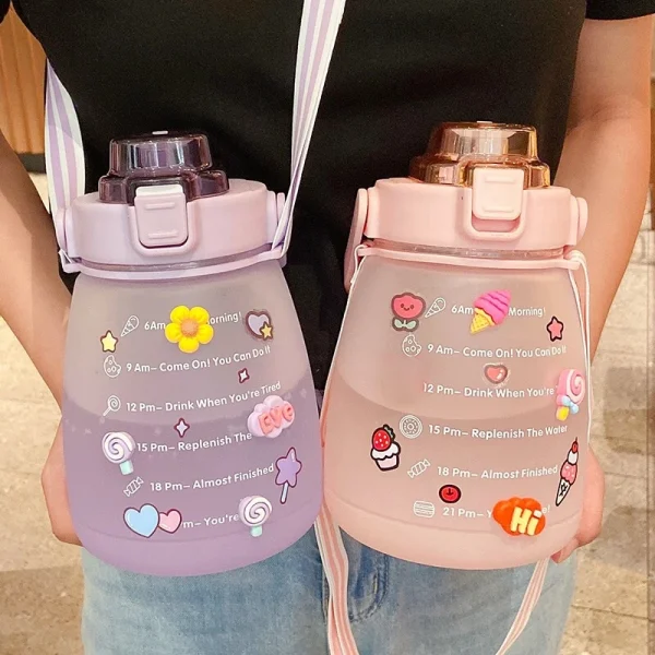 1300ML Water Bottle with Straw Large Capacity Drinking Bottle for Outdoor Sport Fitness Cute Student Bottles Drinkware 2