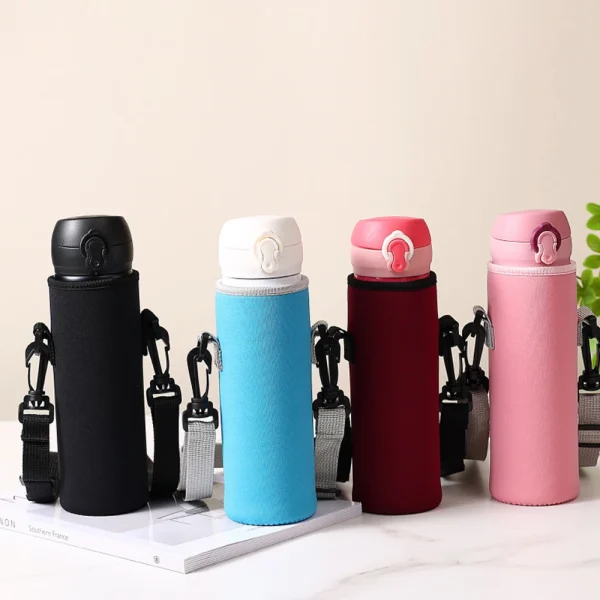 Water Bottle Cover Bag With Strap Neoprene Water Storage Holder Shoulder Strap Black Bottle Carrier Insulat Bag Outdoor Tools 2