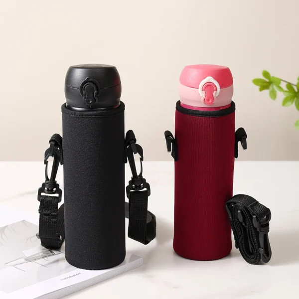 Water Bottle Cover Bag With Strap Neoprene Water Storage Holder Shoulder Strap Black Bottle Carrier Insulat Bag Outdoor Tools 3