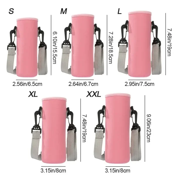 Water Bottle Cover Bag With Strap Neoprene Water Storage Holder Shoulder Strap Black Bottle Carrier Insulat Bag Outdoor Tools 6