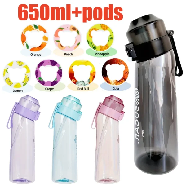 650ml/22oz Portable Sports Water Bottle With 7 Flavour Pods Scented Leakproof Water Bottle With Straw For Gym Outdoor Activities 1