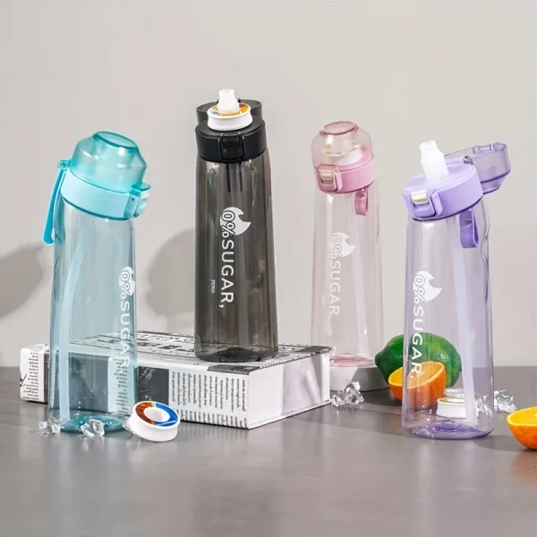 650ml/22oz Portable Sports Water Bottle With 7 Flavour Pods Scented Leakproof Water Bottle With Straw For Gym Outdoor Activities 2