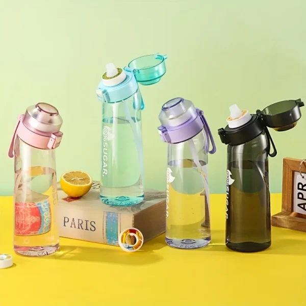 650ml/22oz Portable Sports Water Bottle With 7 Flavour Pods Scented Leakproof Water Bottle With Straw For Gym Outdoor Activities 3
