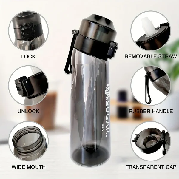 650ml/22oz Portable Sports Water Bottle With 7 Flavour Pods Scented Leakproof Water Bottle With Straw For Gym Outdoor Activities 5