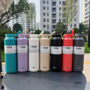 Tyeso Large Capacity Insulated Easy-Pull Cup Sport Water Bottle for Men and Women with Handle Portable Travel Mug Hydration 1