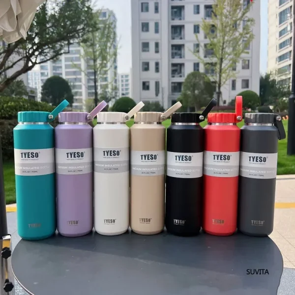 Tyeso Large Capacity Insulated Easy-Pull Cup Sport Water Bottle for Men and Women with Handle Portable Travel Mug Hydration 1