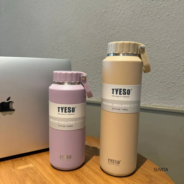 Tyeso Large Capacity Insulated Easy-Pull Cup Sport Water Bottle for Men and Women with Handle Portable Travel Mug Hydration 2