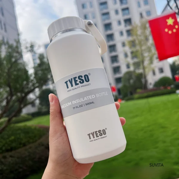 Tyeso Large Capacity Insulated Easy-Pull Cup Sport Water Bottle for Men and Women with Handle Portable Travel Mug Hydration 3