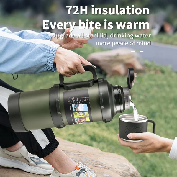 Stainless Steel Thermos Bottle with Handle Outdoor Portable Large Capacity Thermal Water Bottle ,Keep Hot and Cold for 72H 3