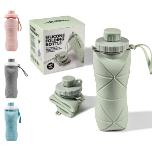 Outdoor Sports Foldableable Water Kettle 600ml 20.29oz, Leak-Proof, Foldableable and High Temperature Resistant, Food Grade Silicone Material Without Bpa, Suitable for Cycling Hiking Gym and Other Sports, Christmas, Valentine's Day, Holiday Gifts, Four Colors to Choose From, Maca Color Series 1