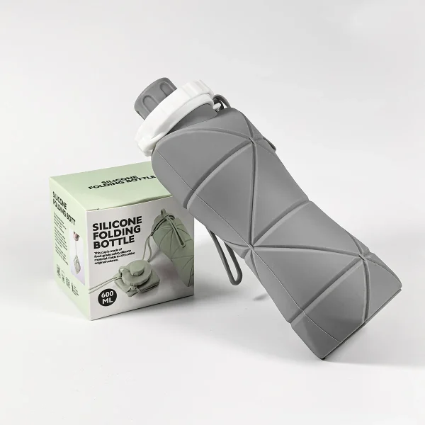 Outdoor Sports Foldableable Water Kettle 600ml 20.29oz, Leak-Proof, Foldableable and High Temperature Resistant, Food Grade Silicone Material Without Bpa, Suitable for Cycling Hiking Gym and Other Sports, Christmas, Valentine's Day, Holiday Gifts, Four Colors to Choose From, Maca Color Series 3