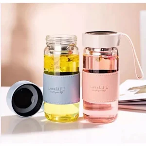 480ml Fashion Glass Wtaer Bottle With Tea Infuser Insulation Sleeve Strap High Temperature Drink Mug Juice Coffee Cup Leak-proof 1