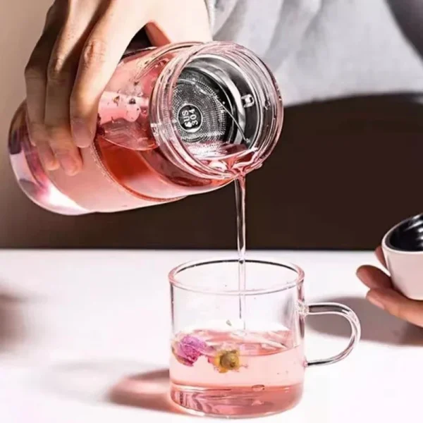 480ml Fashion Glass Wtaer Bottle With Tea Infuser Insulation Sleeve Strap High Temperature Drink Mug Juice Coffee Cup Leak-proof 5