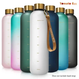 1L Water Bottle Plastic Frosted Kettle with Time Stamp BPA Free Reusable Fitness Sports Outdoor Travel Leakproof Water Cup 1