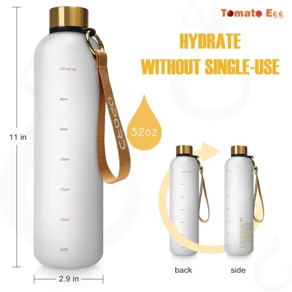1L Water Bottle Plastic Frosted Kettle with Time Stamp BPA Free Reusable Fitness Sports Outdoor Travel Leakproof Water Cup 5