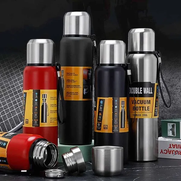 500/1000/1500ml Thermos Cup Stainless Steel Large Capacity Sports Water Bottle Vacuum Flask Portable Insulated Tumbler with Rope 5