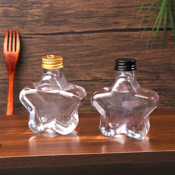 200ML Cute Star Plastic Bottle Clear Milk Tea Coffee Bottle Transparent Drinking Bottle Water Cup Juicing Beverage Bottles 4