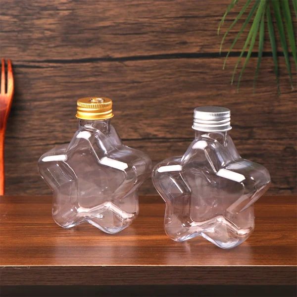 200ML Cute Star Plastic Bottle Clear Milk Tea Coffee Bottle Transparent Drinking Bottle Water Cup Juicing Beverage Bottles 5