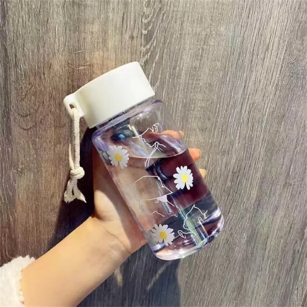 500ml Plastic Transparent Water Bottle BPA Free Portable Outdoor Sports Cup Mug Student with Rope 3