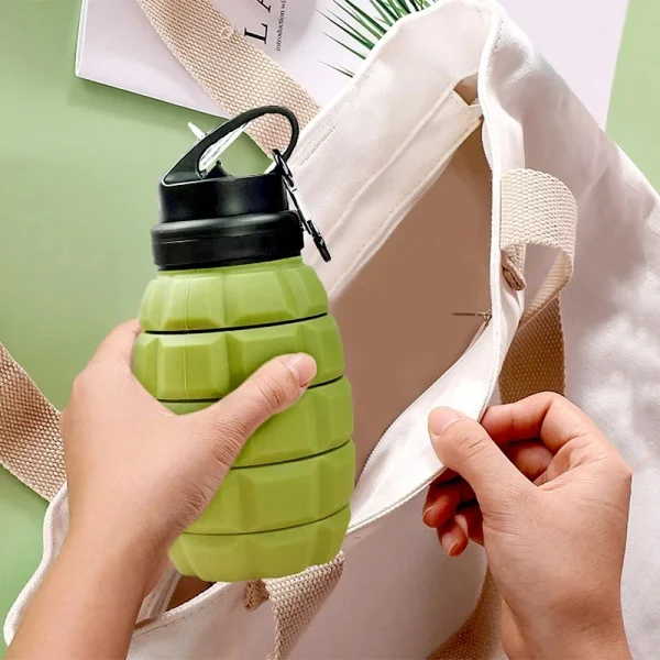 Food-Grade Silicone Folding Water Bottle Retractable High Temperature Water Bottle Camouflage Sports Water Bottle Riding Camping 3