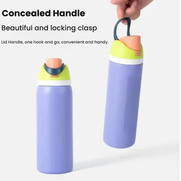 304 Stainless Steel Vacuum Insulated Sports Water Bottle with Straw & Handle - BPA-Free Thermal Mug for Hot/Cold Drinks, Outdoor 2