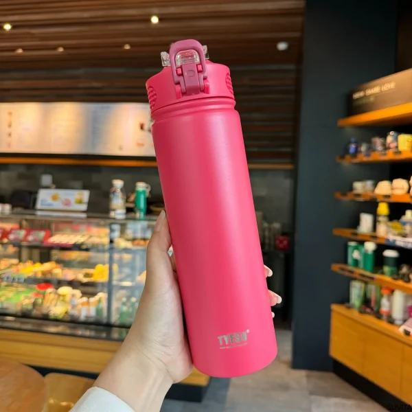 Tyeso 600/750ML Thermos Bottle With Straw Stainless Steel Car Thermal Cup Sports Water Bottles Keeps Cold and Hot Thermal Mug 4
