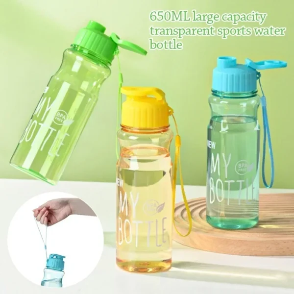 Gift Plastic Water Bottle Large Capacity Sports Kettle Wholesale Transparent Cold Water Cup Outdoor Portable 650ml 5