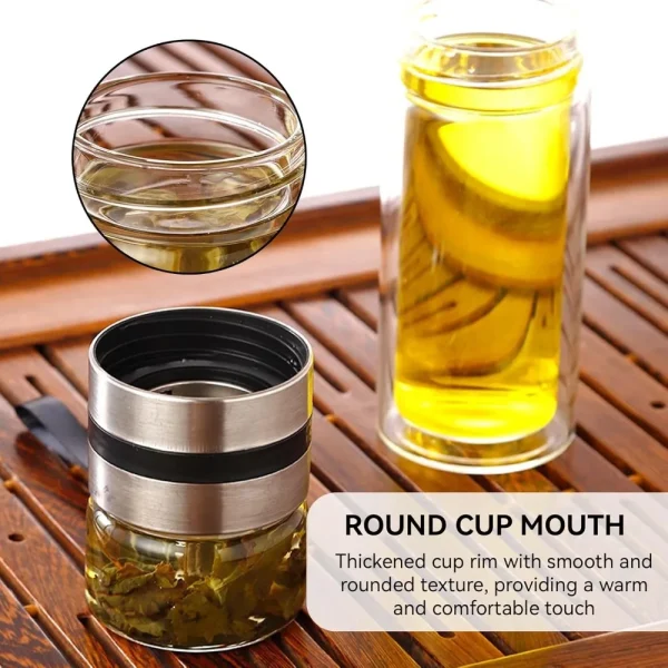 500ML Glass Tea Brewing Bottle Double-layer Tea Brewing Cup with Portable Rope Water Separation Tea Bottle Leak Proof Travel Cup 3