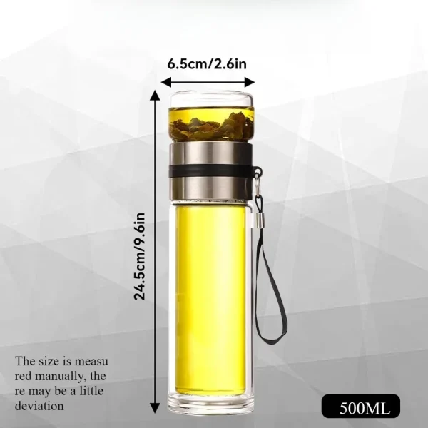 500ML Glass Tea Brewing Bottle Double-layer Tea Brewing Cup with Portable Rope Water Separation Tea Bottle Leak Proof Travel Cup 6