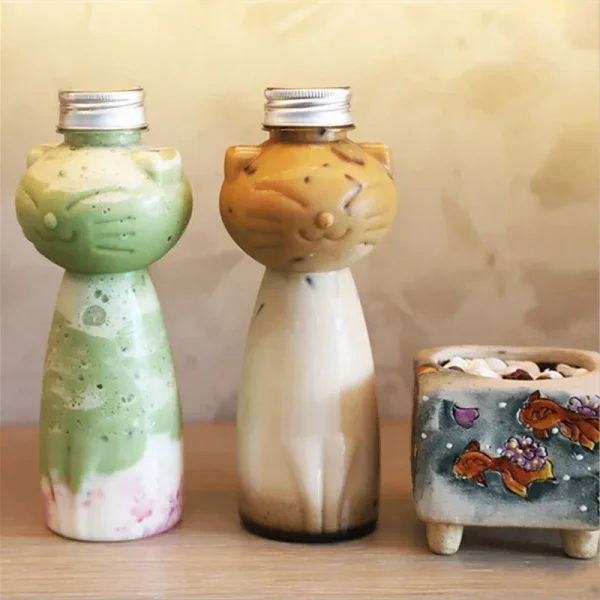 350ml/500ml Cartoon Water Bottle Kawaii Cat Water Bottle Milk Coffee Cup Summer Cute Plastic Drinking Bottle Drinkware Kettle 1