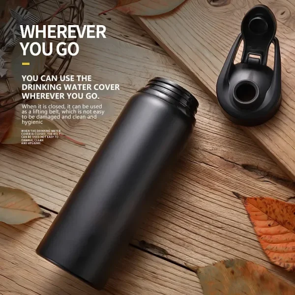 Portable Water Bottle Outdoor Sports Travel Cup Metal Drinking Bottle for Cycling Hiking Gym Leakproof Reusable Water Container 2