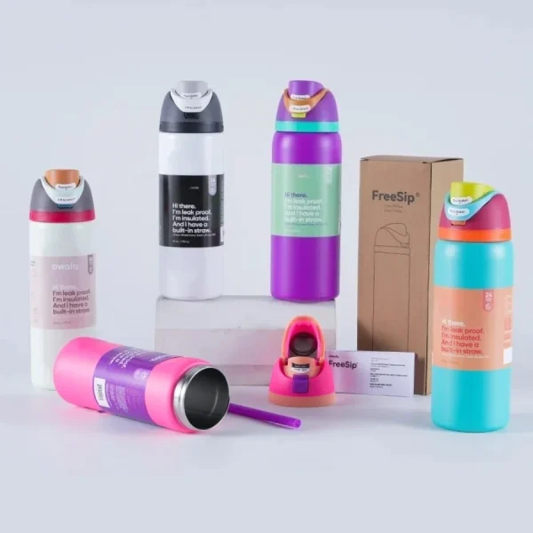24 oz 32 oz OwalaMug Iced Water Bottle Thermal Flask with Straw Sports Thermoses Cup Thermo Tumbler Hot Coffee Mug BPA Free 1