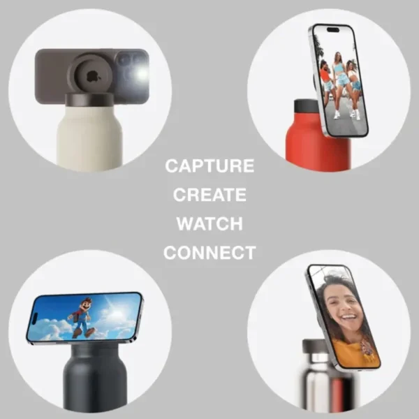 Warm Water Bottle – MagSafe Compatible Water Bottle with Phone Holder – Stainless Steel Water Bottle with Magnetic Phone Tripod 3