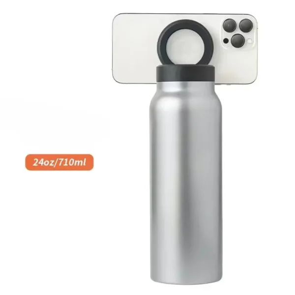 Warm Water Bottle – MagSafe Compatible Water Bottle with Phone Holder – Stainless Steel Water Bottle with Magnetic Phone Tripod 4