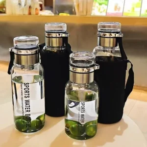 1500ML/2000ML Large Capacity High Borosilicate Glass Water Bottle Transparent Milk Juice Cup Outdoor Portable Thermos Cup 1