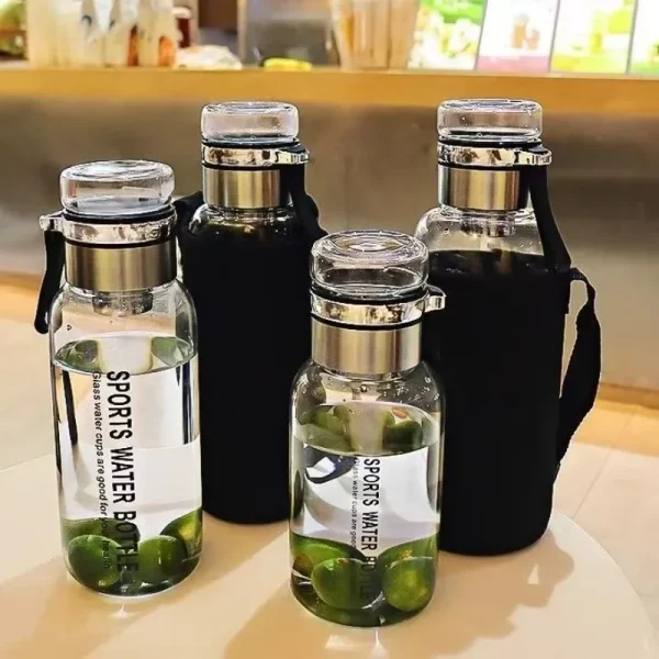 1500ML/2000ML Large Capacity High Borosilicate Glass Water Bottle Transparent Milk Juice Cup Outdoor Portable Thermos Cup 1