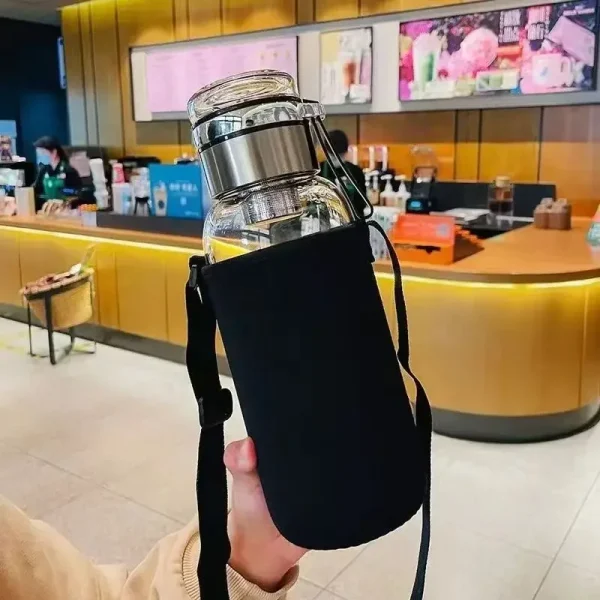 1500ML/2000ML Large Capacity High Borosilicate Glass Water Bottle Transparent Milk Juice Cup Outdoor Portable Thermos Cup 2