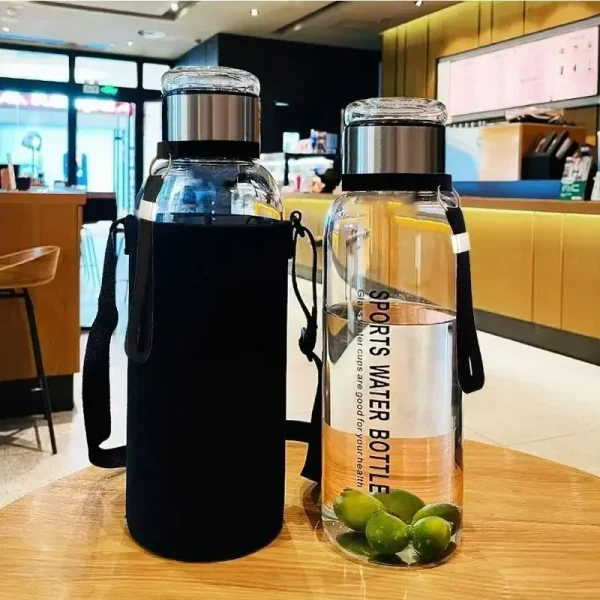 1500ML/2000ML Large Capacity High Borosilicate Glass Water Bottle Transparent Milk Juice Cup Outdoor Portable Thermos Cup 4