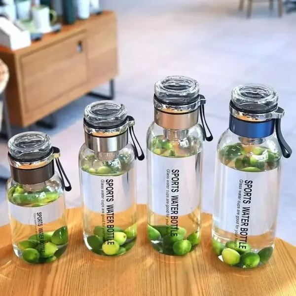 1500ML/2000ML Large Capacity High Borosilicate Glass Water Bottle Transparent Milk Juice Cup Outdoor Portable Thermos Cup 5