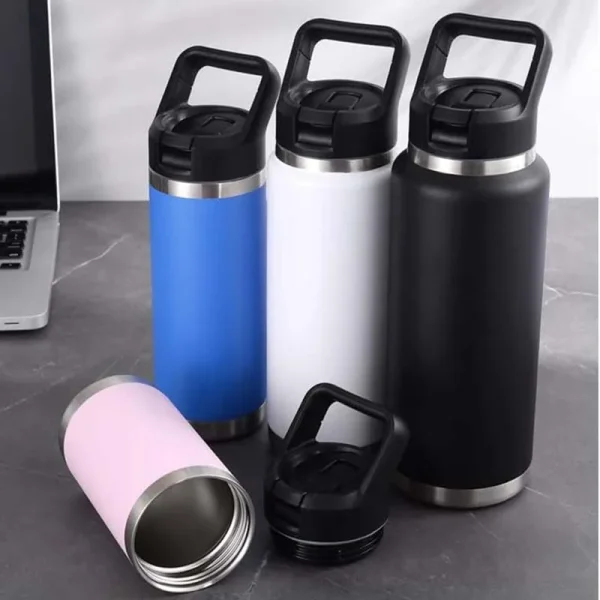 304 Stainless Steel Double Lid Thermos Cup Sports Water Bottle Gym Bottle Portable Vacuum Flask Travel Kettle Insulated Tumbler 6