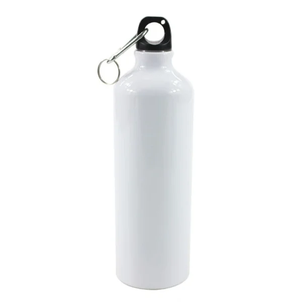 400/500/600/750ml White Blank Sublimation Water Bottle with Screw Carabiner Hook Aluminum Outdoor Sports Leakproof for 4