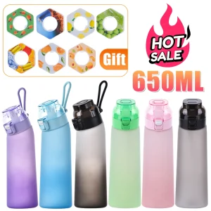 650ML Water Bottle with 7PCS Flavor Pod Scent Water Cup Sports Water Bottle with Time Marker Fruit Scent Drink Cups 1