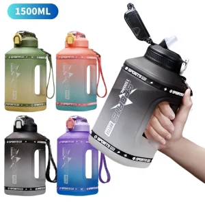 1.5L Sports Water Bottle Gym Cycling Cup with Hand Rope Portable Large Capacity Water Bottle For Fitness Camping Water Kettle 1