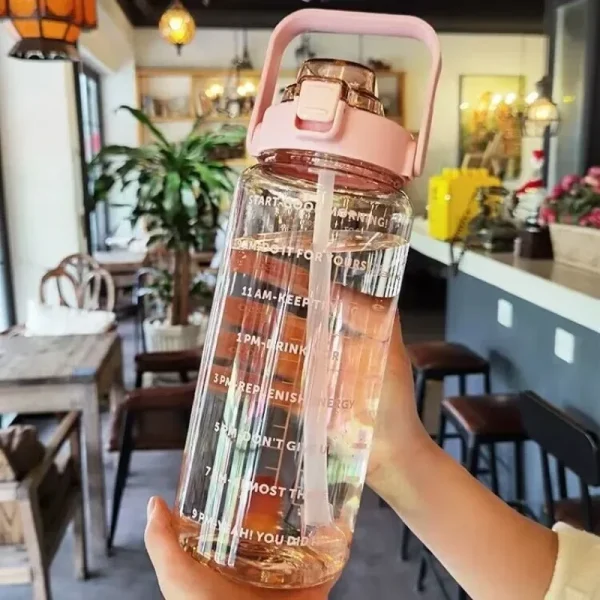 2000ml Sports Drinking Bottles with Time Marker Men Women Water Bottle with Straw Large Capacity Outdoor Cup Fitness Drinkware 3