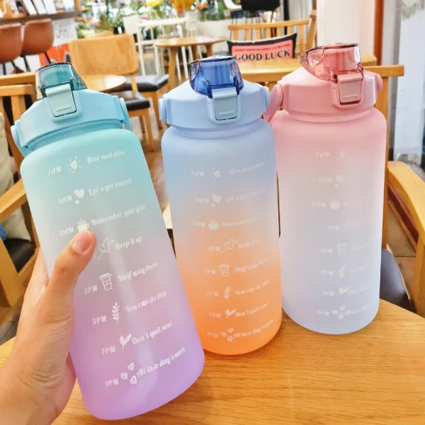2000ml Sports Drinking Bottles with Time Marker Men Women Water Bottle with Straw Large Capacity Outdoor Cup Fitness Drinkware 5