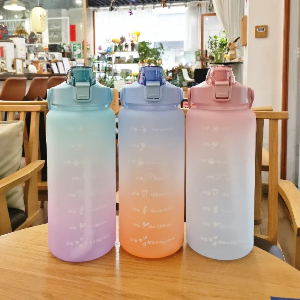 2000ml Sports Drinking Bottles with Time Marker Men Women Water Bottle with Straw Large Capacity Outdoor Cup Fitness Drinkware 6